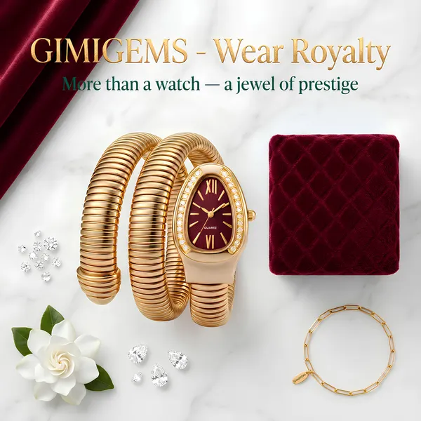 Elegant_Gold-Plated_Coil_Bracelet_Watch_With_Wine_Dial_And_Crystal_Embellishments
