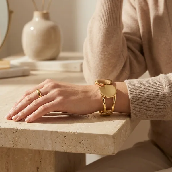 Gold-Toned_Double_Oval_Disc_Adjustable_Cuff_Bracelet