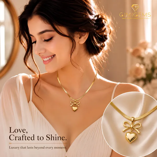 Bow_Heart_Drop_Pendant_Necklace_|_GIMIGEMS_18K_Gold-Plated_Anti-Tarnish_|_316L_Stainless_Steel_Snake_Chain_|_Waterproof_Hypoallergenic_Luxury_Jewellery_for_Women_&_Girls