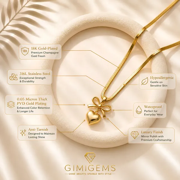 Bow_Heart_Drop_Pendant_Necklace_|_GIMIGEMS_18K_Gold-Plated_Anti-Tarnish_|_316L_Stainless_Steel_Snake_Chain_|_Waterproof_Hypoallergenic_Luxury_Jewellery_for_Women_&_Girls