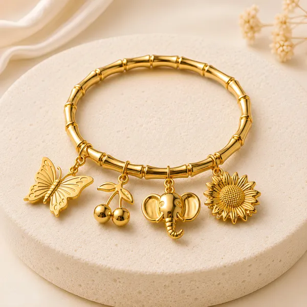 Safari_Nature_Charm_Bracelet_for_Women_|_Butterfly,_Cherry,_Elephant_&_Sunflower_Charms_|_18K_Gold_Plated_|_Anti_Tarnish,_Waterproof_&_Skin_Safe_Jewelry