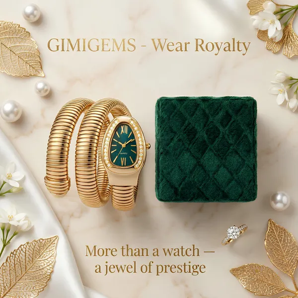 Elegant_Gold-Tone_Snake_Wrap_Watch_With_Green_Dial_And_Crystal_Embellishments