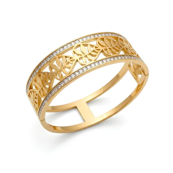 Gold-Plated_Floral_Filigree_Diamond-Studded_Ring_For_Women