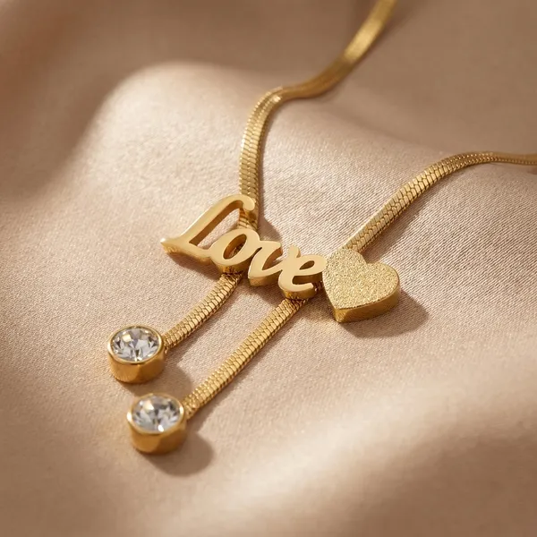 Gold-Toned_'Love'_Pendant_Necklace_With_Crystal_Drops