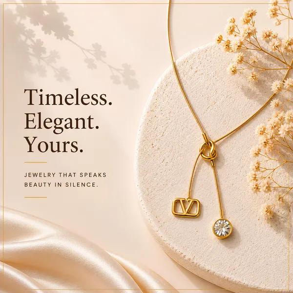Stylish_Gold-Tone_Vd_Logo_Adjustable_Bracelet_With_Crystal_Charm