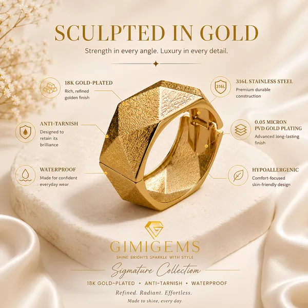 Faceted_Gold-Tone_Hinged_Bangle_Bracelet