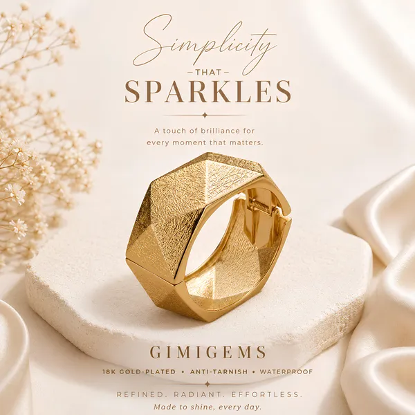Faceted_Gold-Tone_Hinged_Bangle_Bracelet