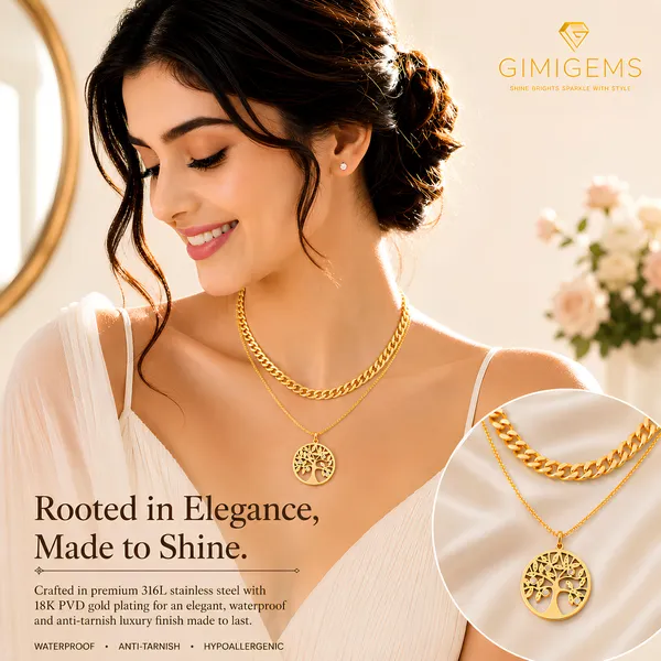 Gold-Toned_Layered_Chain_Necklace_With_Tree_Of_Life_Pendant