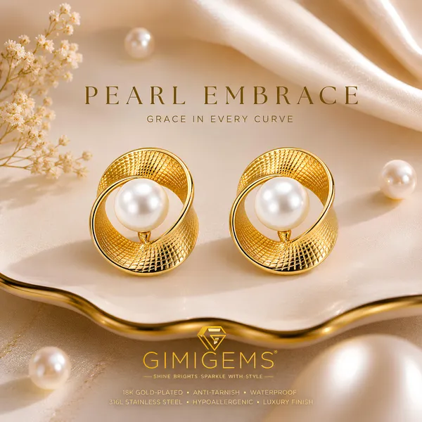 Elegant_Gold-Toned_Pearl_Swirl_Earrings_With_Textured_Finish