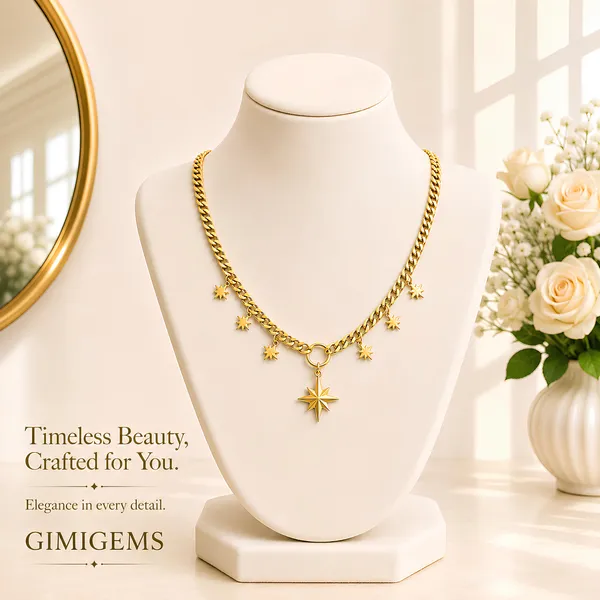 Gold-Toned_Star_Charm_Chain_Necklace