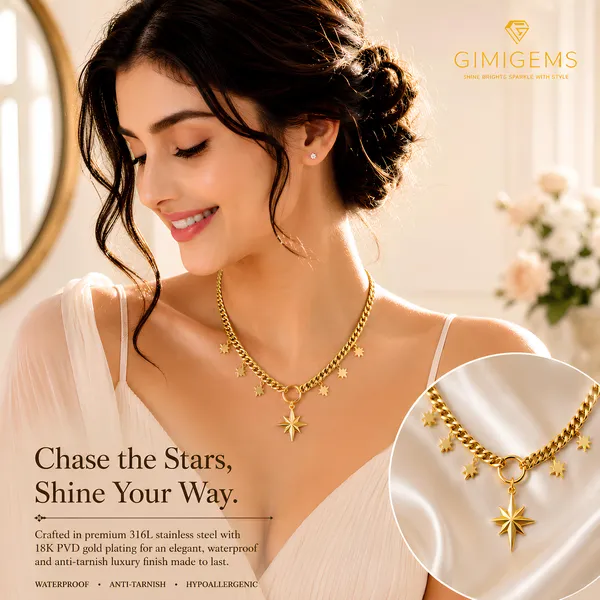 Gold-Toned_Star_Charm_Chain_Necklace
