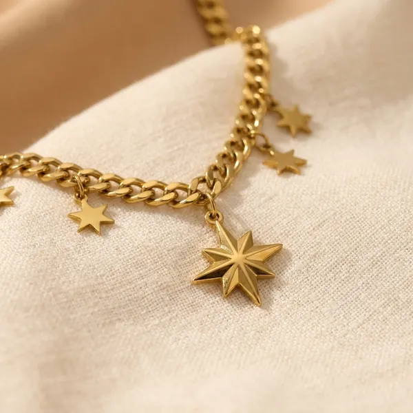 Gold-Toned_Star_Charm_Chain_Necklace