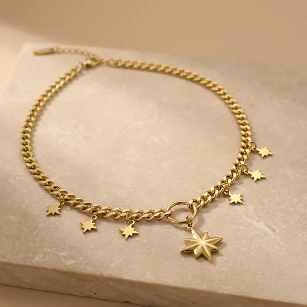 Gold-Toned_Star_Charm_Chain_Necklace