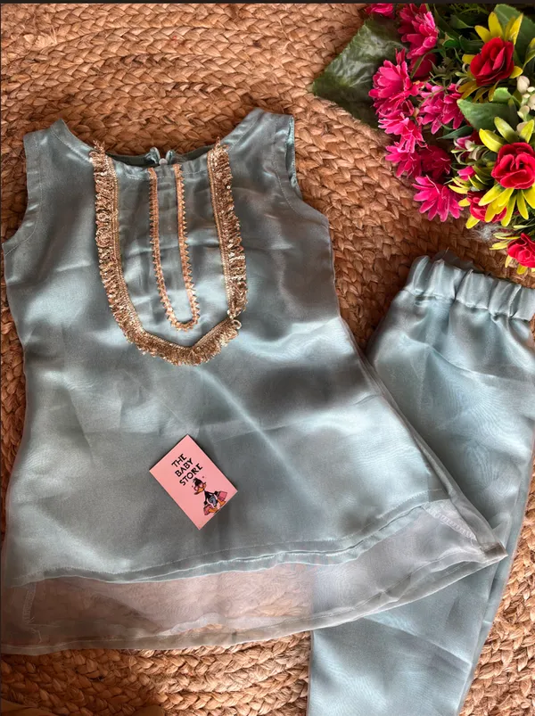Sage_Green_Tissue_Silk_Sequin_Embroidered_Kurta_Set_For_Kids_Girls