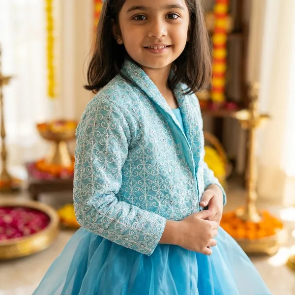 Turquoise_Blue_Cotton_Printed_Pattern_Salwar_Suit_Set_For_Kids_Girls