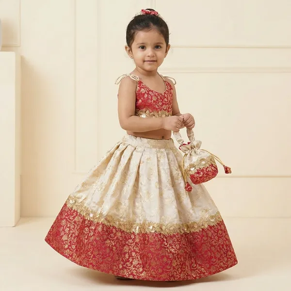 Maroon_And_Gold_Silk_Blend_Thread_Embroidered_Frock_For_Kids_Girls