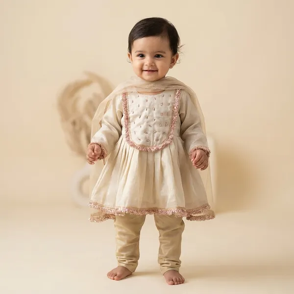 Cream_Cotton_Pure_Tissue_With_Sequin_Embroidery_Ethnic_Dress_For_Baby_Girls