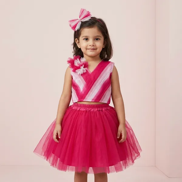 Pink_Tulle_Tulle_Tutu_Tutu_Dress_Set_For_Kids_Girls