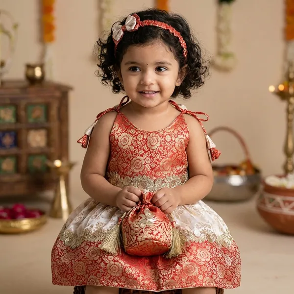 Peach_Brocade_Lace_Ethnic_Dress_For_Kids_Girls