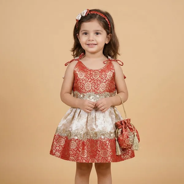 Peach_Brocade_Lace_Ethnic_Dress_For_Kids_Girls