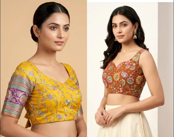 Yellow_Jacquard_Banarasi_And_Mud_Sand_Crepe_Viscose_Sequined_Blouse_For_Women