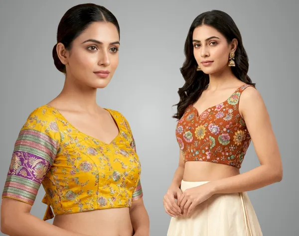 Yellow_Jacquard_Banarasi_And_Mud_Sand_Crepe_Viscose_Sequined_Blouse_For_Women