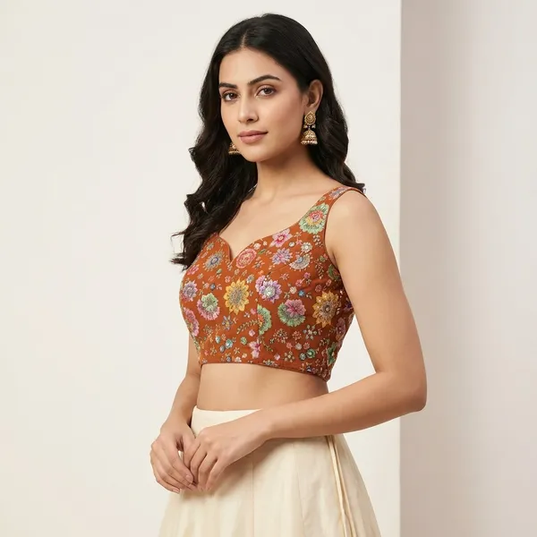 Yellow_Jacquard_Banarasi_And_Mud_Sand_Crepe_Viscose_Sequined_Blouse_For_Women