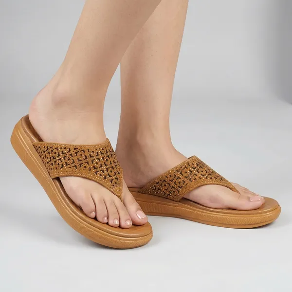 Beige_Synthetic_Leather_Premium_Slippers_For_Women