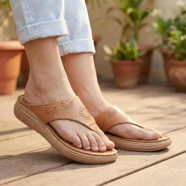 Beige_Synthetic_Leather_Premium_Slippers_For_Women