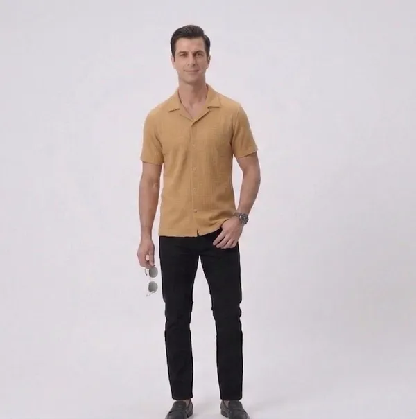 Tan_Polyester_T-Shirt_For_Men