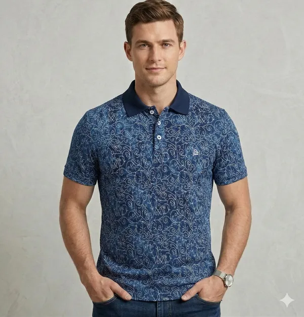 Navy_COTTON_POLY_T-Shirt_For_Men