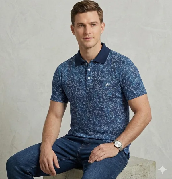 Navy_COTTON_POLY_T-Shirt_For_Men