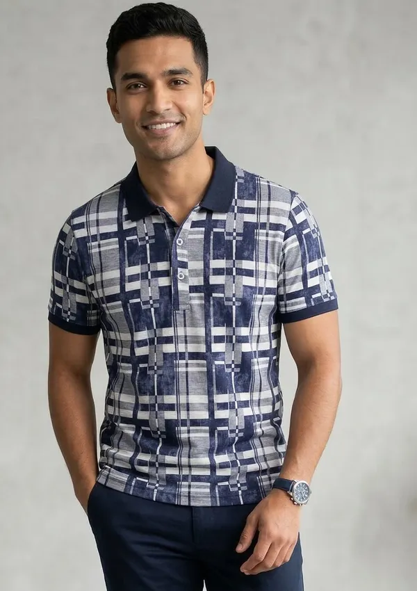 Navy_COTTON_POLY_T-Shirt_For_Men