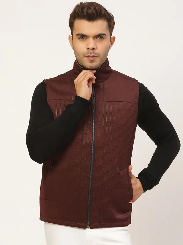 Maroon_Sleeveless_Printed_Jacket_For_Men