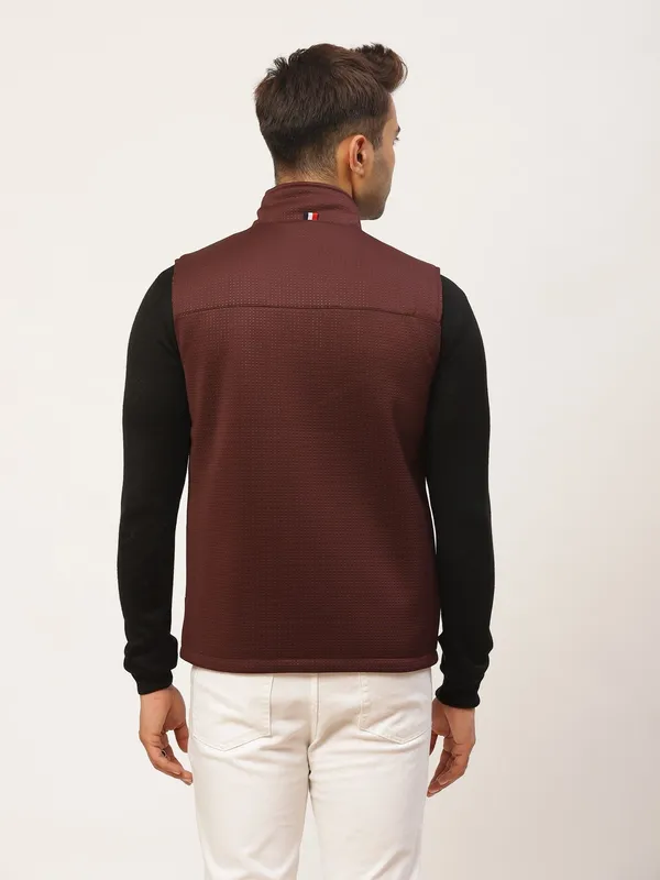 Maroon_Sleeveless_Printed_Jacket_For_Men