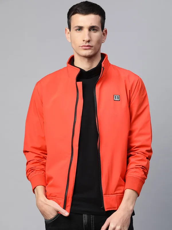 Orange_Cotton_Blend_Jacket_For_Men