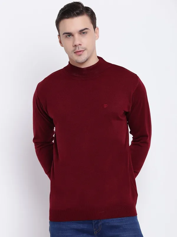 White_Solid_Woolen_Sweater_For_Men