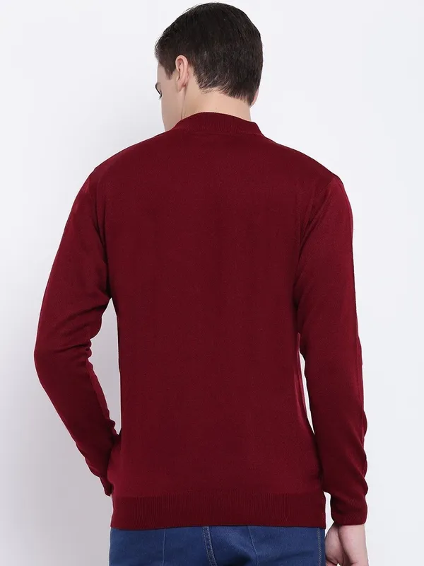 White_Solid_Woolen_Sweater_For_Men