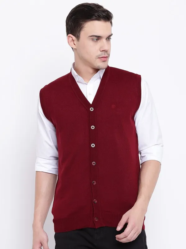 Maroon_Self-Design_Woolen_Sweater_For_Men