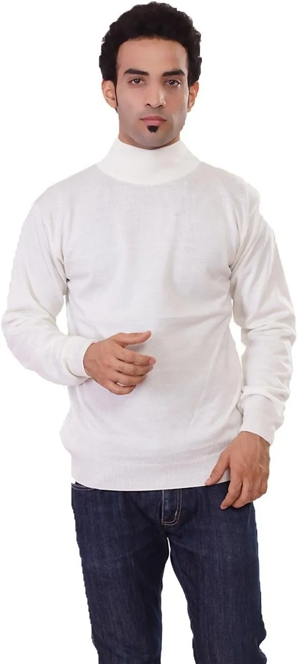 White_Solid_Woolen_Sweater_For_Men