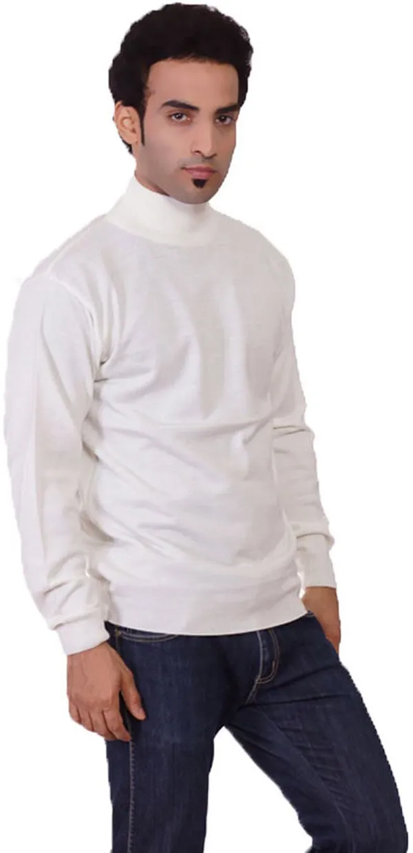 White_Solid_Woolen_Sweater_For_Men