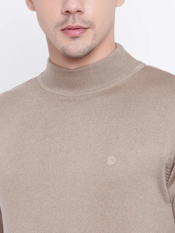 Beige_Solid_Woolen_Sweater_For_Men
