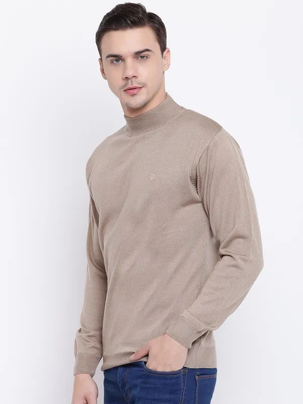 Beige_Solid_Woolen_Sweater_For_Men
