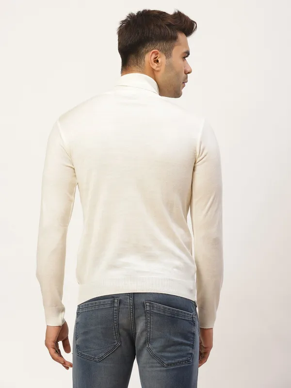 White_Solid_High_Neck_Woolen_Sweater_For_Men