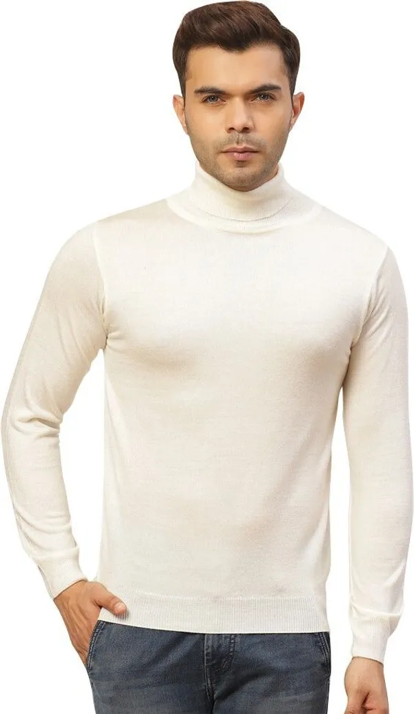 White_Solid_Woolen_Sweater_For_Men