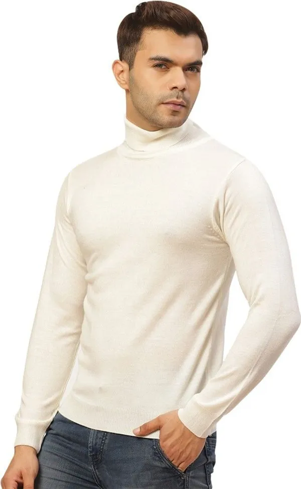 White_Solid_Woolen_Sweater_For_Men