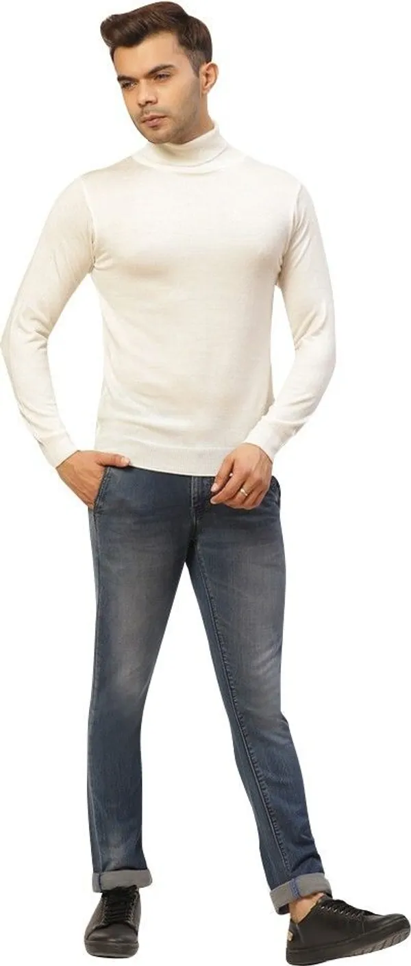 White_Solid_Woolen_Sweater_For_Men