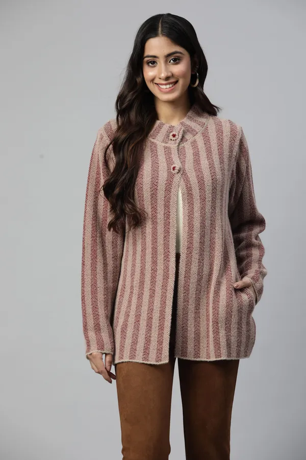 Green_Striped_Knit_Sweater_For_Women