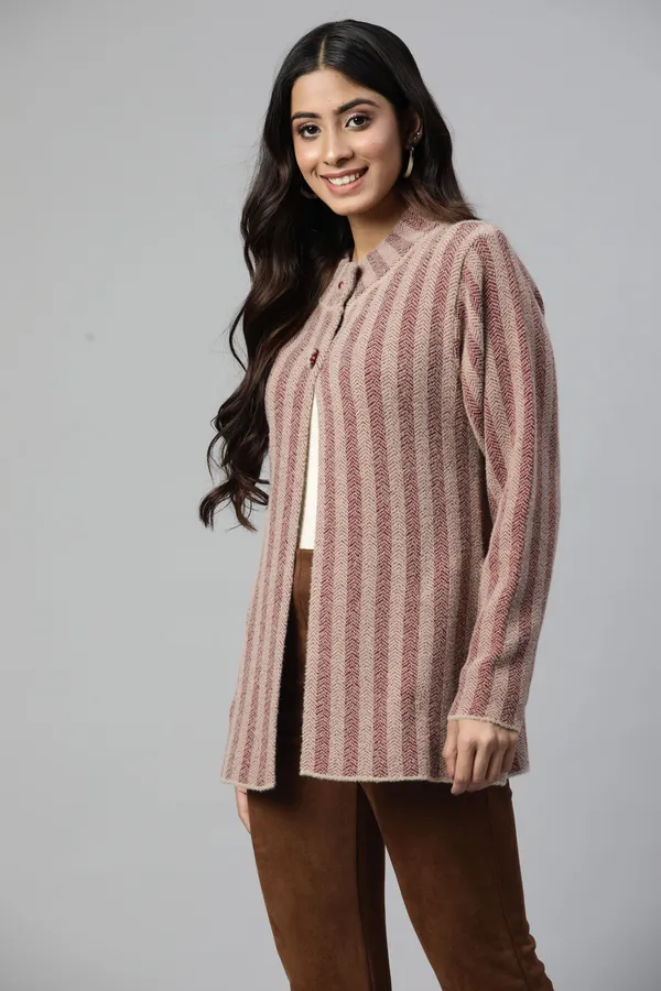Green_Striped_Knit_Sweater_For_Women