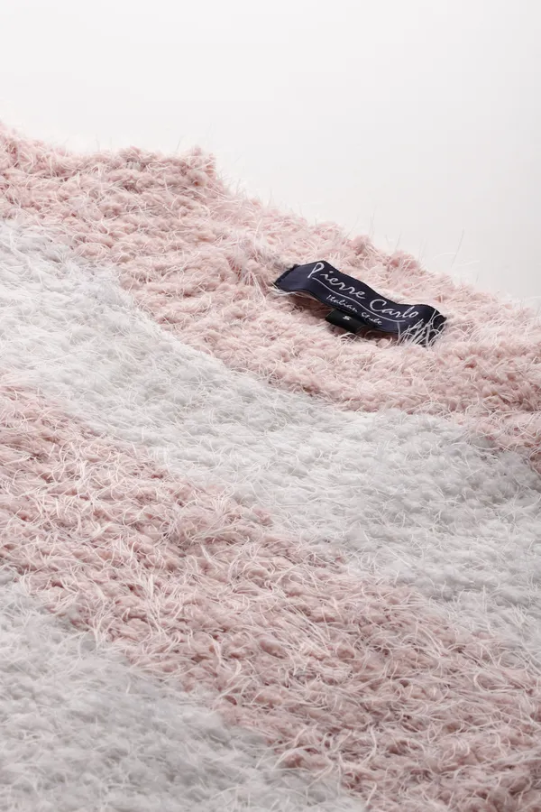 Pink_Striped_Knit_Sweater_For_Women